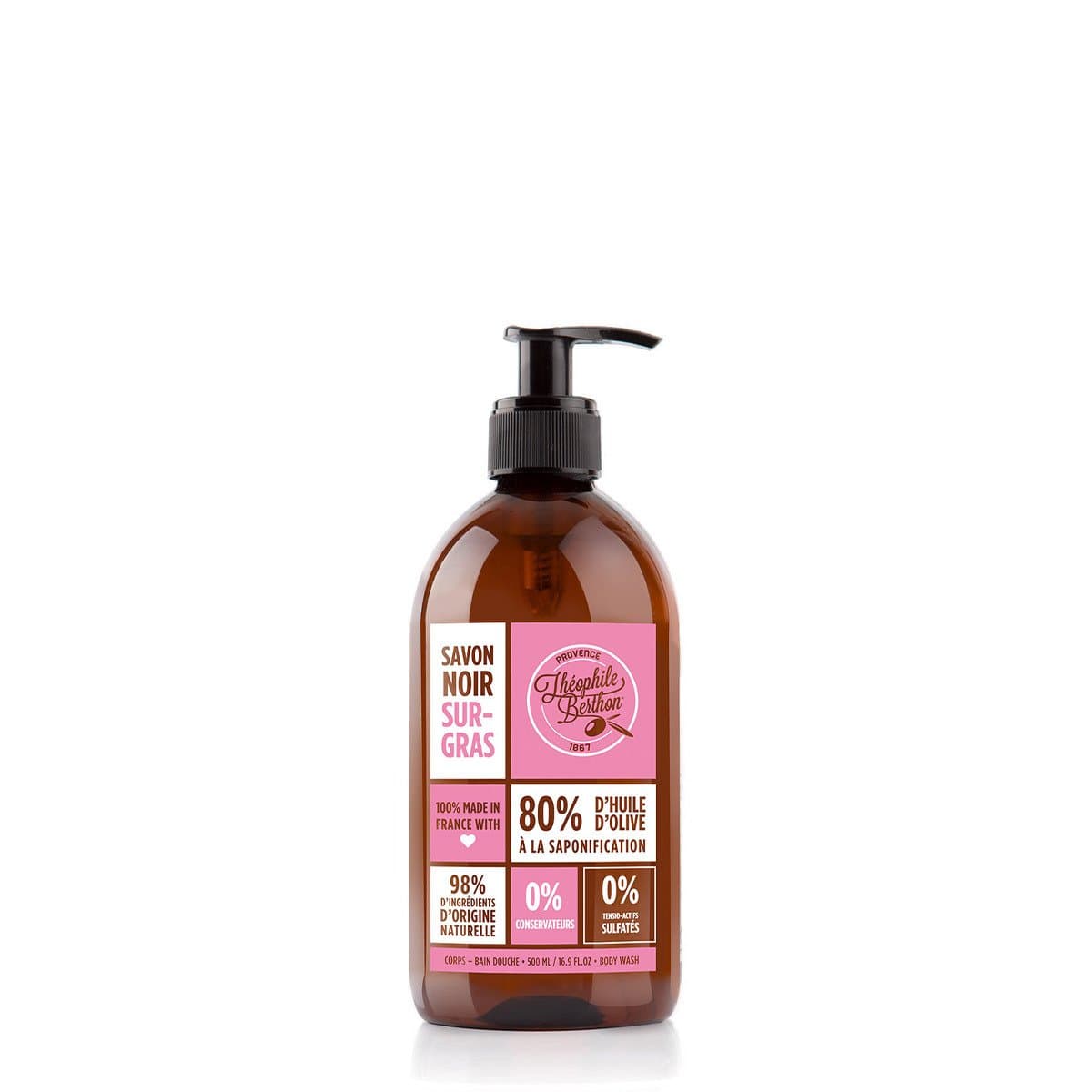 THEOPHILE BERTON 1867 Juodas Provanso muilas "Rose Litchi", 500 ml