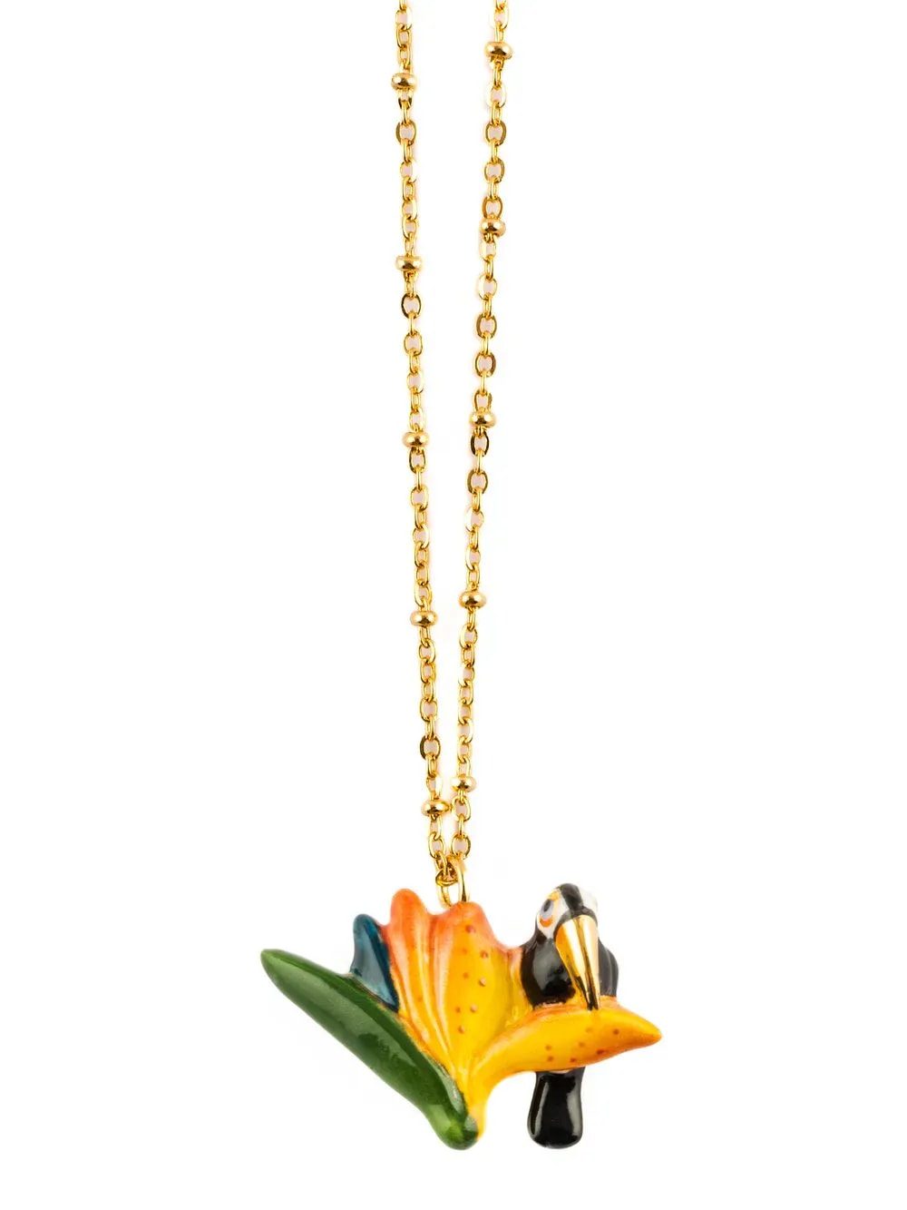 NACH BIJOUX Grandinėlė su pakabuku "Streltzia Flower&Toucan"