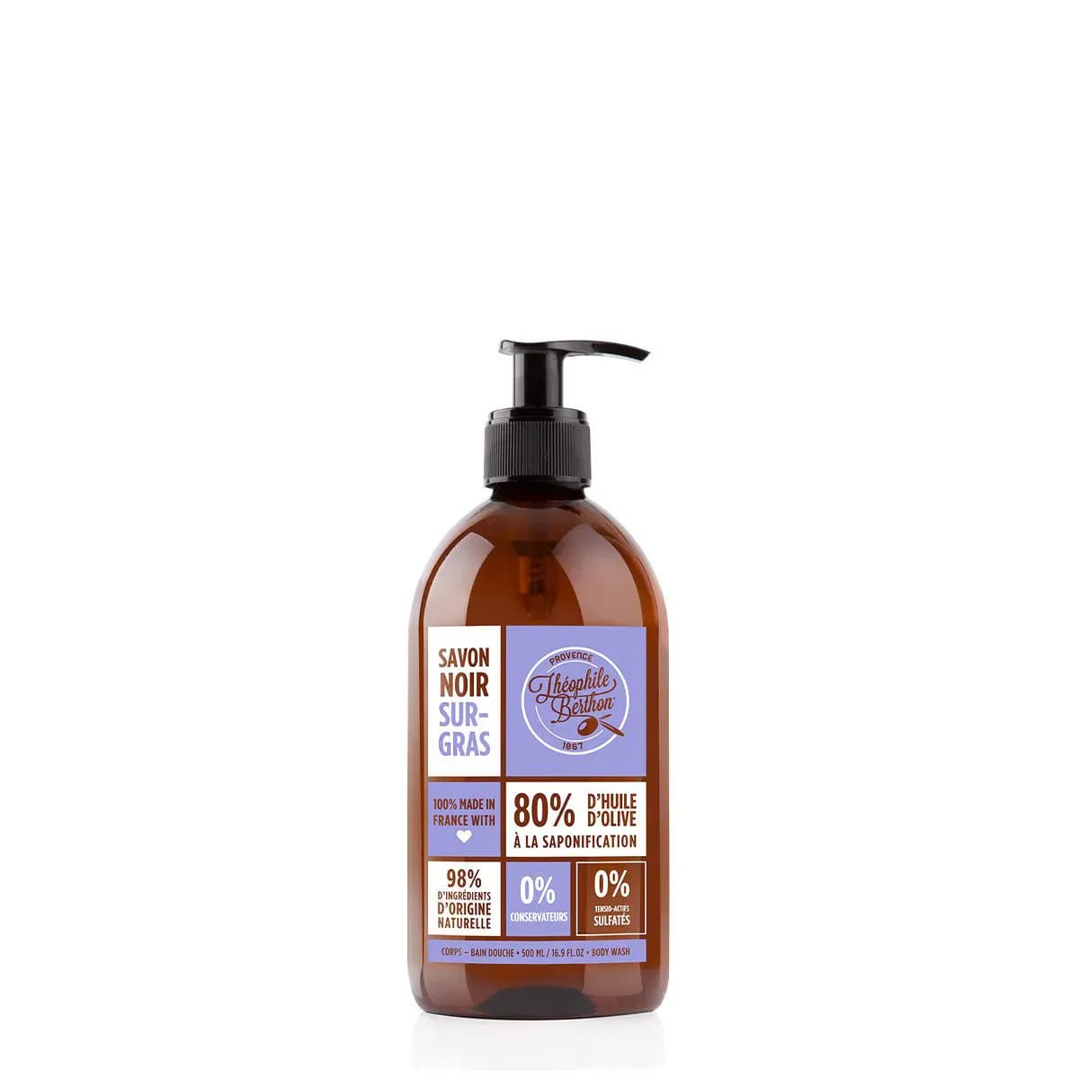 THEOPHILE BERTON 1867 Juodas Provanso muilas "Lavande", 500 ml