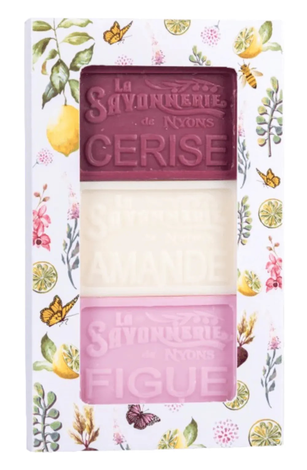 LA SAVONNERIE DE NYONS Vyšnių, migdolų ir figų kvapo muilų rinkinys ''Rose'', 3x100 g