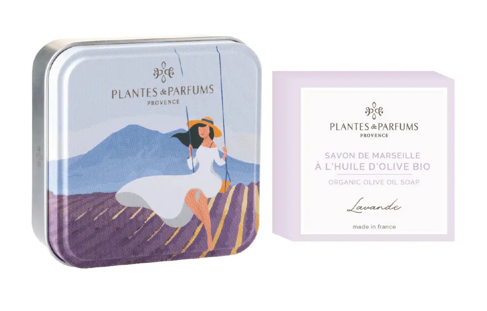 PLANTES&PARFUMS Marselio muilas su argano aliejumi metalinėje dėžutėje ''Lavande'', 100 g